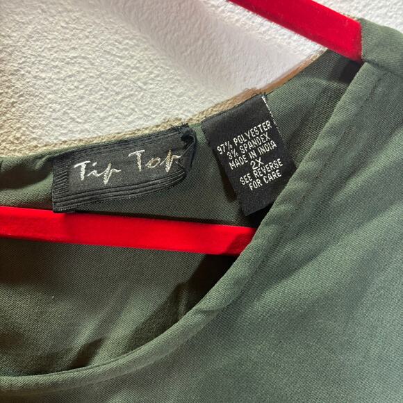 Vtg Tip Top Sz 2X Dress Green Faux Suede Sleeveless Embroidered Boho Cottagecore - Picture 2 of 7